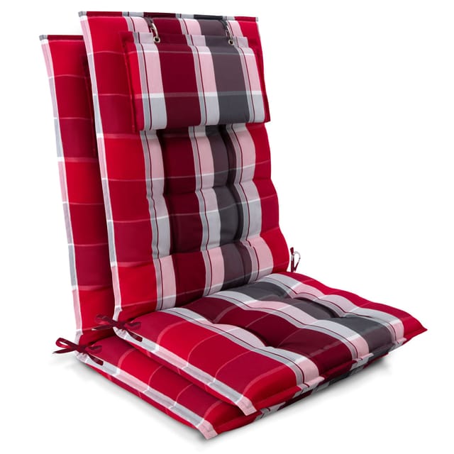 2er Set Sun-hl Hochlehner Auflage 120x50x8cm Rot-gestreift