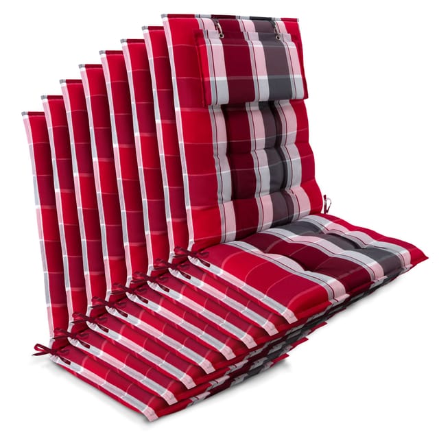 8er Set Sun-hl Hochlehner Auflage 120x50x8cm Rot-gestreift