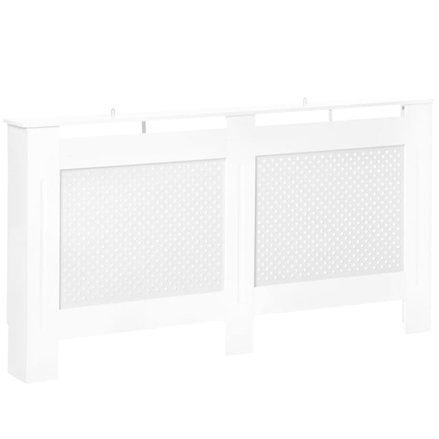 Heizkörperverkleidung Aus Mdf Mit Lamellen Für Wohnzimmer, Schlafzimmer, Flur, 151,5 X 19 X 82 Cm, Weiß