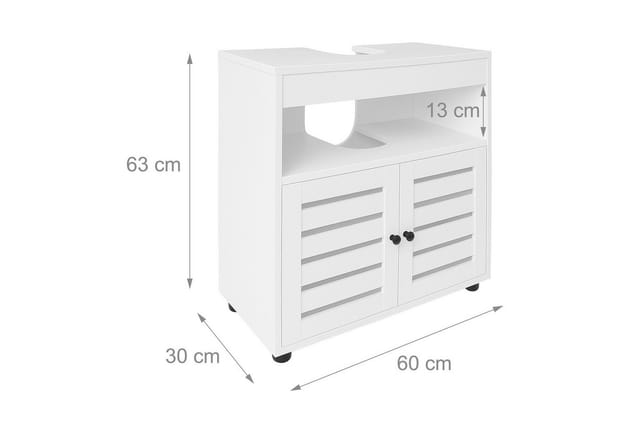 Relaxdays Waschbeckenunterschrank, Hxbxt: 63 X 60 X 30 Cm, 3 Fächer, Mdf, Badezimmer Unterschrank Waschbecken, Weiß