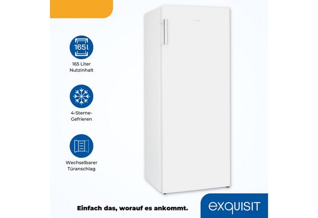 Exquisit Gefrierschrank, BxHxL: 55 x 143,4 x 54,2 cm, 165l, weiß - weiss