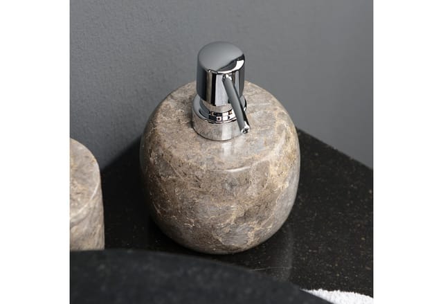 Wohnfreuden Marmor Seifenspender Bizo 13,5 cm Grau Rund