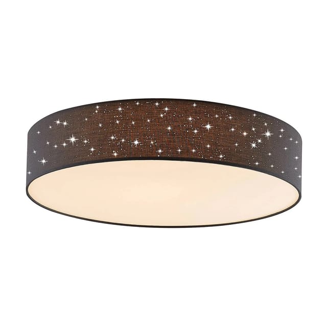 Lindby LED Deckenleuchte Ellamina 9945398 Dimmbar mit Leselampe Modern in Schwarz aus Textil 1-flammig Wohnzimmerleuchte