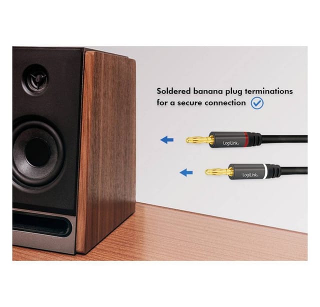 LOGILINK CA1210 - Audio-Kabel, 2x2 Bananenstecker, Metall, schwarz, 3,0 m