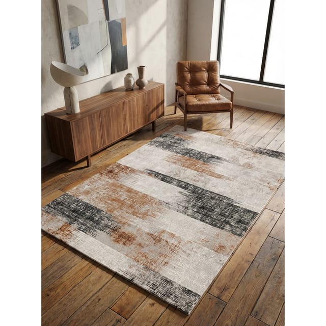 Velours-Teppich 120x170 cm, 1,1 cm Florhöhe Terrakotta Geometrische Formen Fußbodenheizung geeignet TIBER-Orte Kollektion Kadima Design