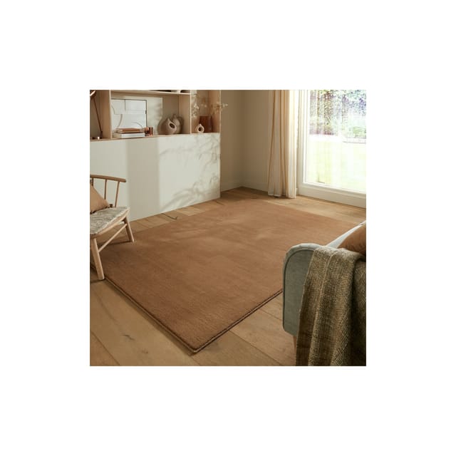 Teppich Mittelflor BLITH Uni einfarbig Polyester 200x290 cm Braun schlicht modern wohnlich Designerteppich Wohnzimmerteppich Kadima Design