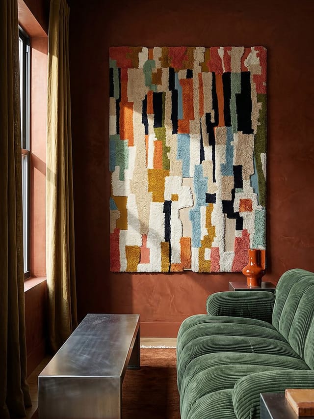 Teppich Hochflor BRUE Farbfelder Abstrakt Wolle 120x170 cm Multicolor modern farbenfroh handgetuftet Wollteppich formstabil Kadima Design