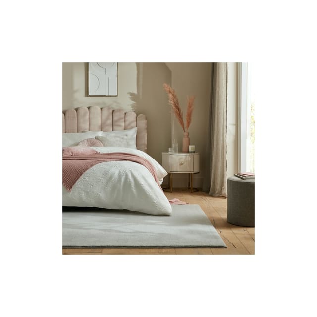 Designerteppich Mittelflor BLITH Uni einfarbig Polyester 60x110 cm Grau wohnlich schlicht modern Wohnzimmerteppich Teppich Kadima Design