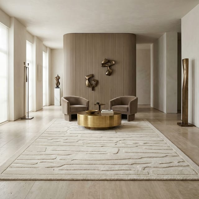 Teppich Hoch-Tief-Muster Strukturteppich 200x290cm, 1,5cm Florhöhe Elfenbein Langlebig & formstabil EDEN-Kirkby Kollektion Kadima Design