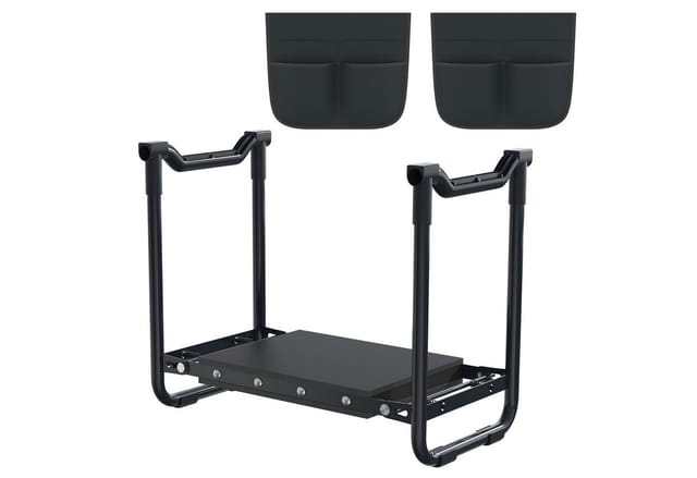 FIVMEN Kniebank Arbeitshocker 2-in-1 Gartenhocker Gartenarbeit Kniehilfe, Anthrazit, mit Eva-Schaumkissen Arbeitstasche Gepolstert für Garten, 60x50x28cm