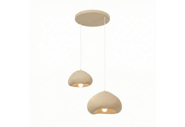 Opviq Kronleuchter, ohne Leuchtmittel, beige aus Metall mit Fiberglas-Schirm, E27