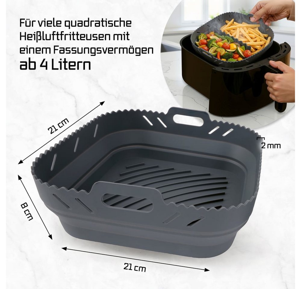 GOURMETmaxx Backform Silikonform Heißluftfritteuse ab 4 L - Airfryer Zubehör mit Trennwand, (1-tlg), Heißluftfritteuse Zubehör Silikon Backform, kreieren, garen, servieren