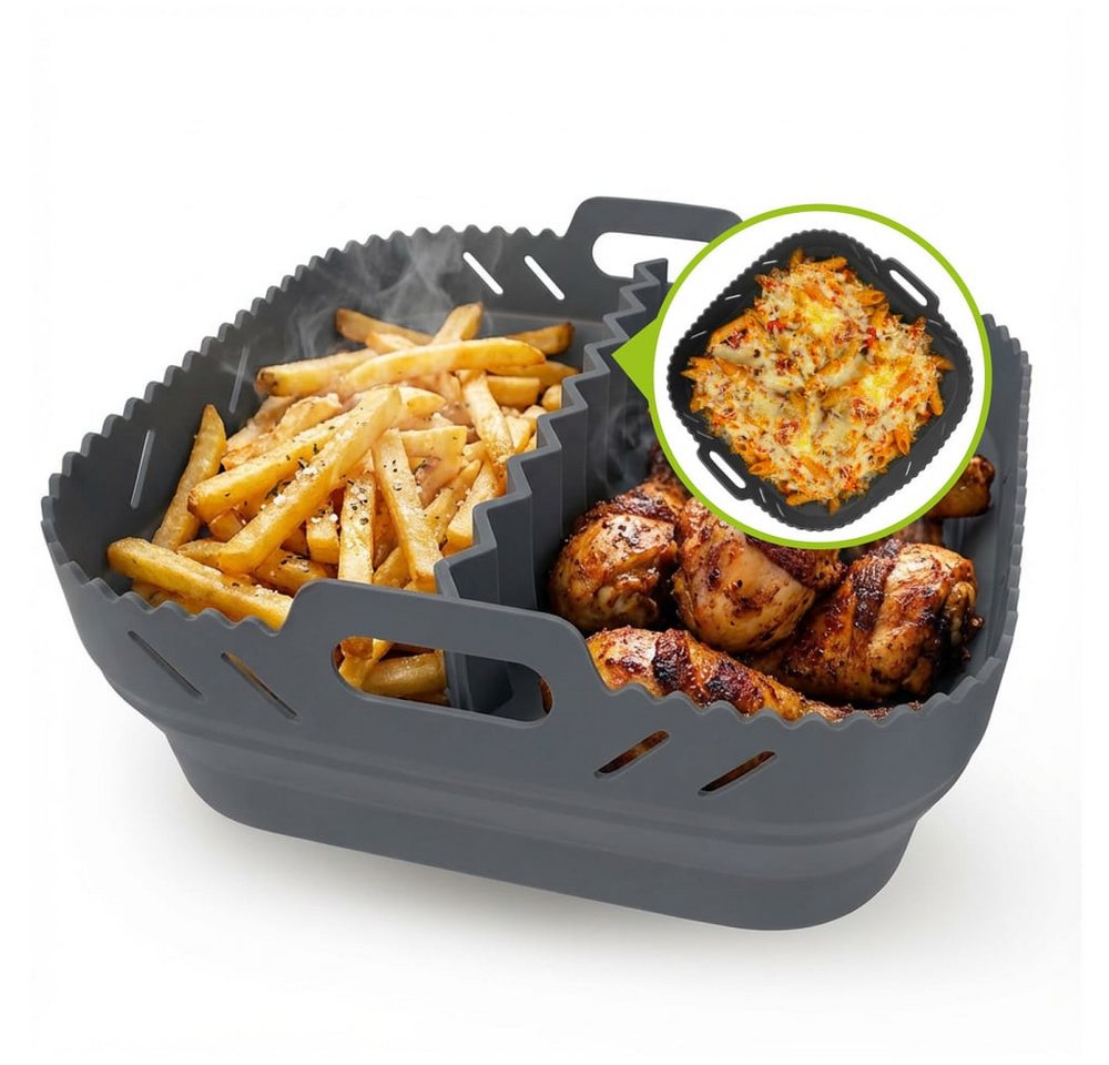 GOURMETmaxx Backform Silikonform Heißluftfritteuse ab 4 L - Airfryer Zubehör mit Trennwand, (1-tlg), Heißluftfritteuse Zubehör Silikon Backform, kreieren, garen, servieren Bild 2