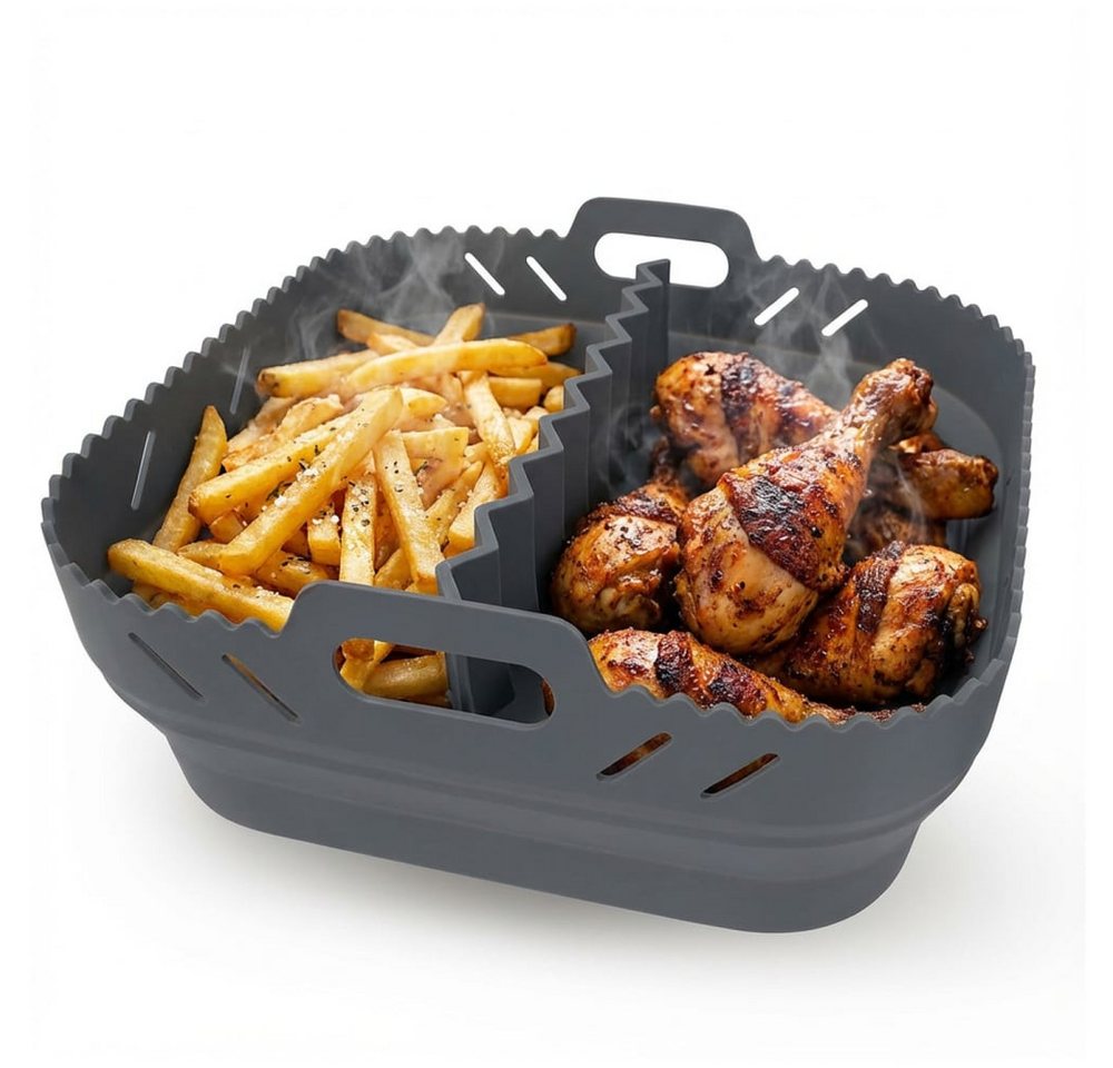 GOURMETmaxx Backform Silikonform Heißluftfritteuse ab 4 L - Airfryer Zubehör mit Trennwand, (1-tlg), Heißluftfritteuse Zubehör Silikon Backform, kreieren, garen, servieren Bild 3