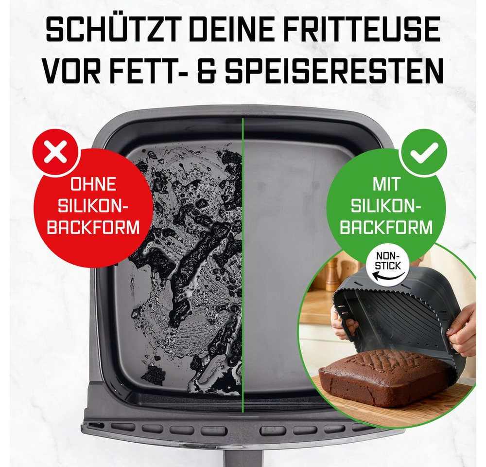 GOURMETmaxx Backform Silikonform Heißluftfritteuse ab 4 L - Airfryer Zubehör mit Trennwand, (1-tlg), Heißluftfritteuse Zubehör Silikon Backform, kreieren, garen, servieren Bild 5