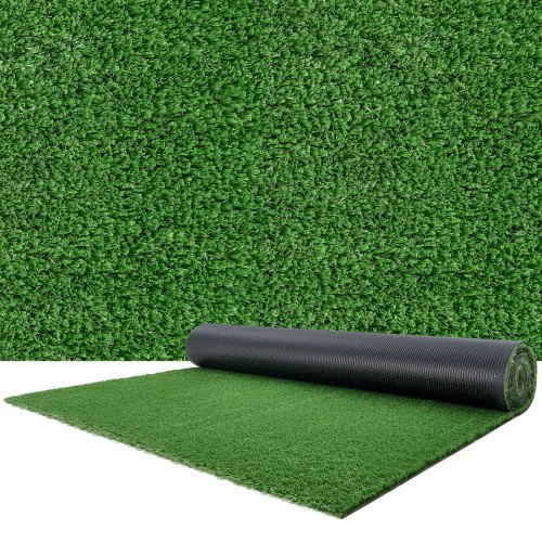 VEVOR Kunstrasen 304,8 x 91,44 cm Kunstrasenteppich mit 1,5 cm Florhöhe, Kunstrasenmatte mit Drainagelöchern, Zuschneidbarer Rasenteppich, Künstlicher Grasteppich für Balkon Terrasse Garten Indoor
