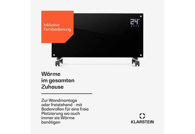 Bornholm Konvektions-heizgerät 2 Heizstufen: 1000 / 2000 W Led-display Timer Bis 40 M² Standgerät / Wandgerät - Klarstein