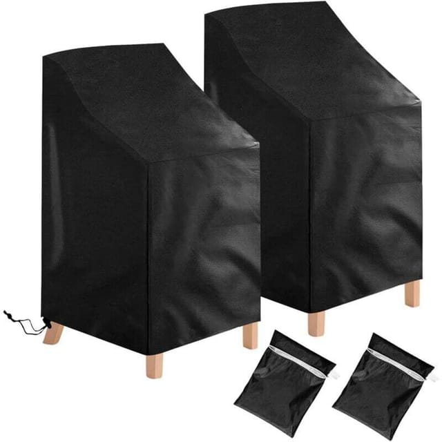 Set Mit 2 Gartenstuhl-überzügen – Wasserdicht, Winddicht, Uv-beständig – Aus Polyester – Für Stapelbare Stühle – Für Bis Zu 6 Stühle