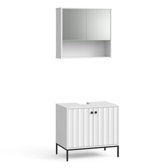 Badmöbel-set Eliza, Weiß Riffel, 2 Teile, Vicco