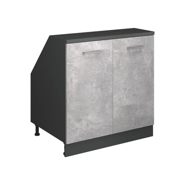 Küchenschrank Für Dachschrägen R-line, Beton, 80 Cm Mit 2 Türen, Schrankkorpus 60 Cm Tiefe, Vicco