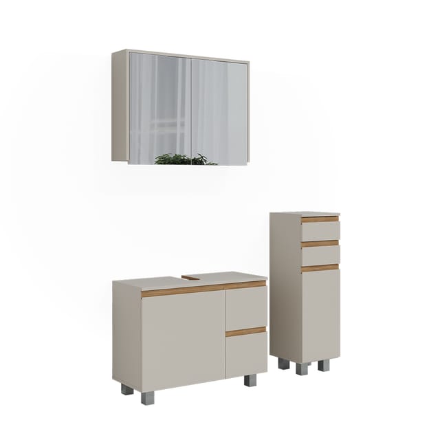 Badmöbel-set J-shape, Cashmere/artisan, 3 Teile, Vicco