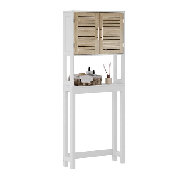 Toilettenschrank Looma, Weiß/eiche, 70 X 180 Cm Mit 2 Geschlossenen Fächern, Vicco