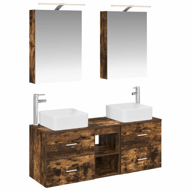 Badezimmermöbel-set 5 Pcs Geräucherte Eiche Vidaxl