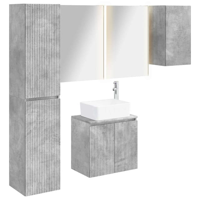 Badezimmerschrank-set 5 Pcs Betongrau 53 X 15,5 X 70 Cm Vidaxl
