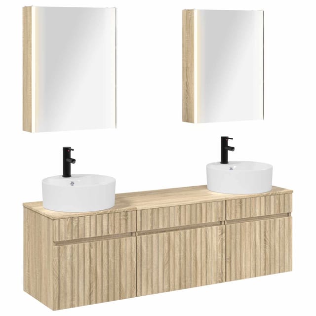 Badezimmerschrank-set 5 Pcs Sonoma-eiche 53 X 15,5 X 70 Cm Vidaxl