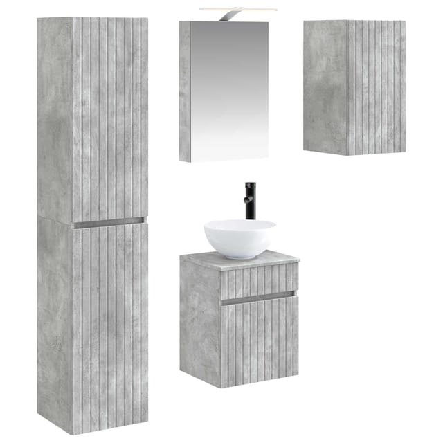 Badezimmerschrank-set 5 Pcs Betongrau 40 X 10,5 X 60,5 Cm Vidaxl