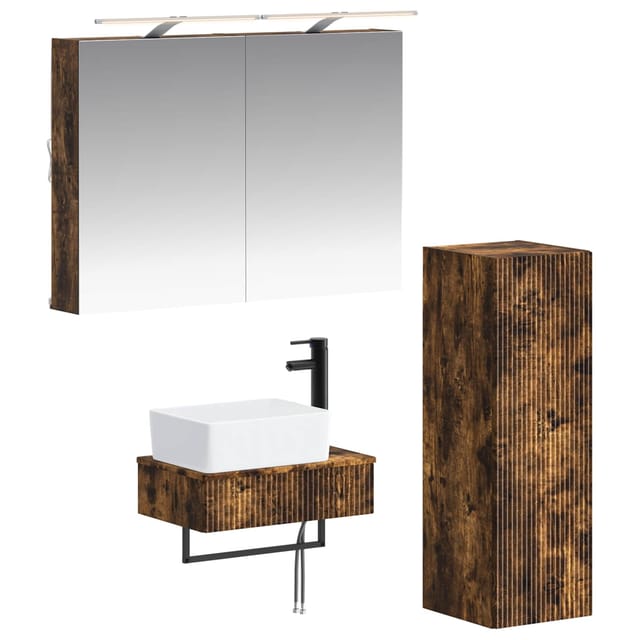 Badezimmerschrank-set 4 Pcs Geräucherte Eiche 50 X 14,5 X 70 Cm Vidaxl