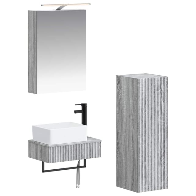 Badezimmerschrank-set 4 Pcs Grau Sonoma 50 X 14,5 X 70 Cm Vidaxl