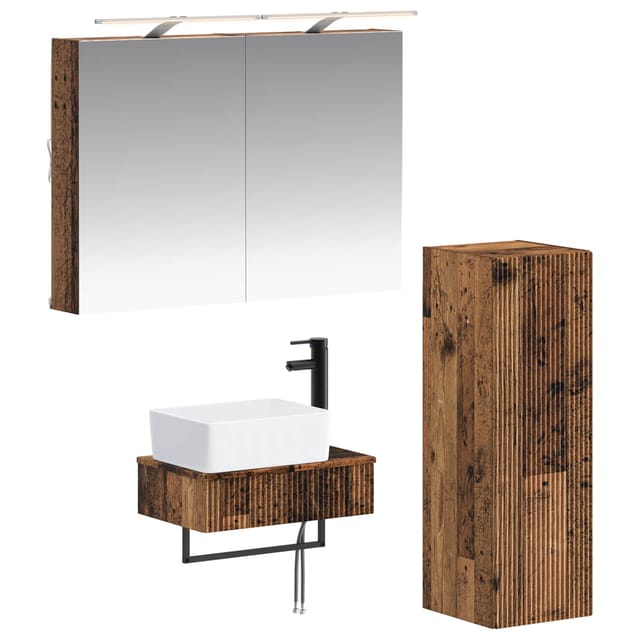 Badezimmerschrank-set 4 Pcs Altholz 50 X 14,5 X 70 Cm Vidaxl