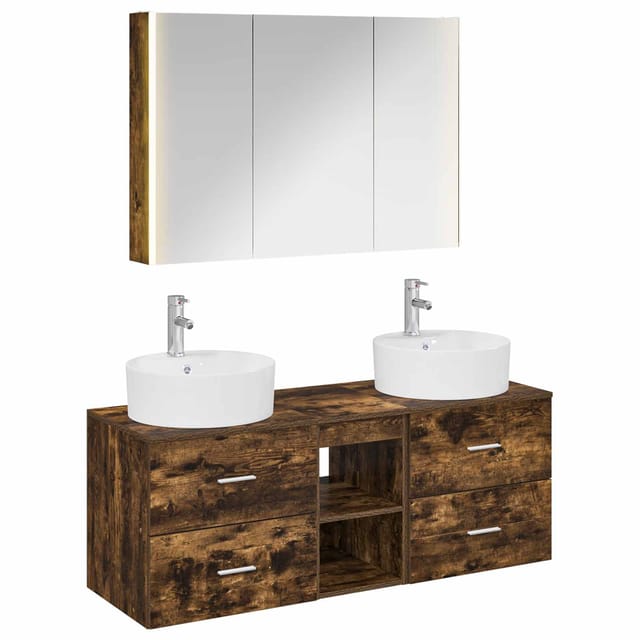 Badezimmermöbel-set 4 Pcs Geräucherte Eiche Vidaxl