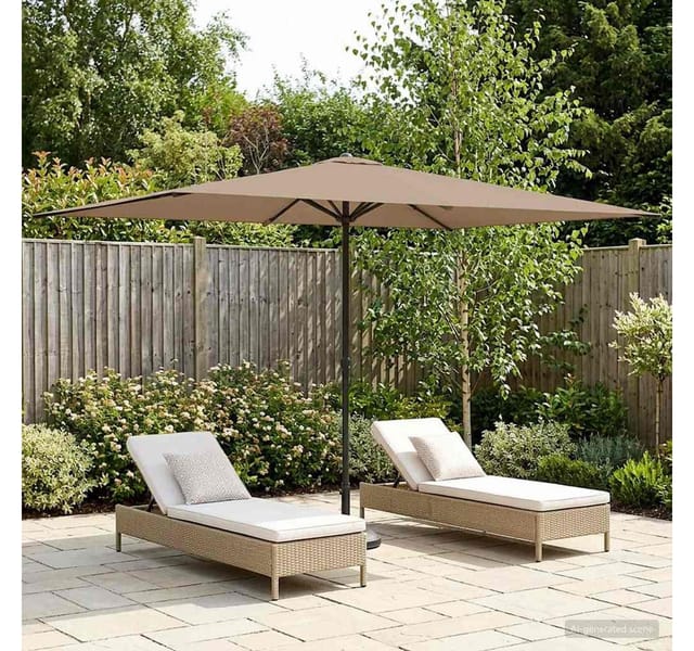 Gartensonnenschirm 200 X 300 Cm Polyester Rechtwinklig Taupe Vidaxl