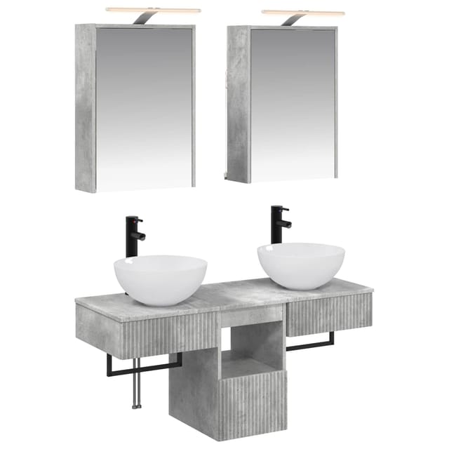 Badezimmerschrank-set 5 Pcs Betongrau 43 X 16 X 62,5 Cm Vidaxl