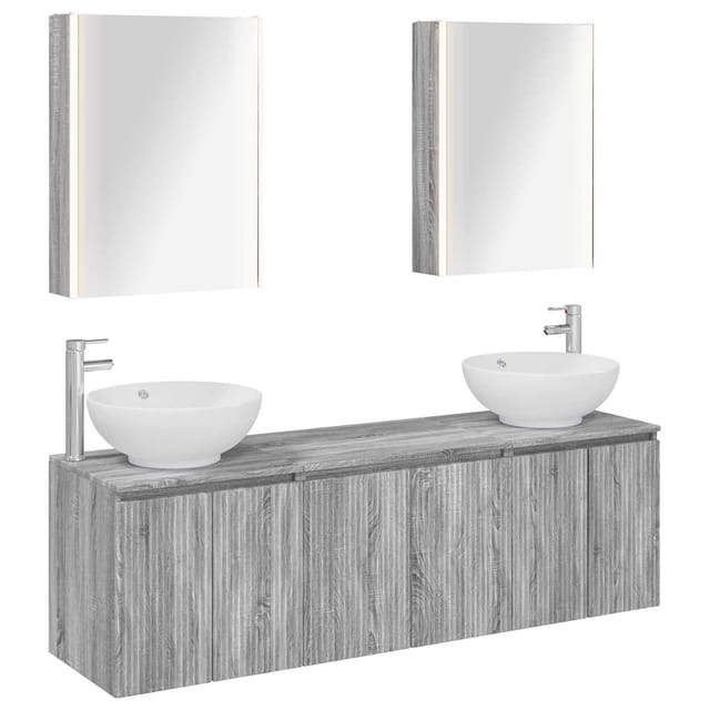 Badezimmerschrank-set 5 Pcs Grau Sonoma Holzwerkstoff Vidaxl