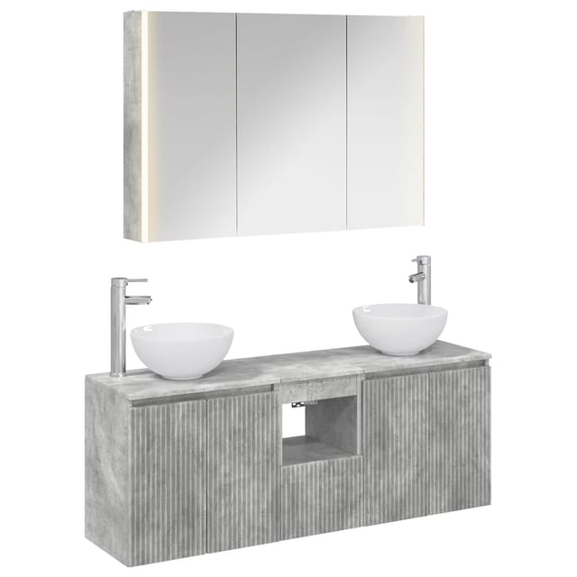 Badezimmerschrank-set 4 Pcs Betongrau 103,5 X 15,5 X 70 Cm Vidaxl
