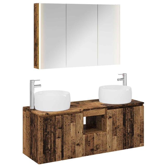 Badezimmerschrank-set 4 Pcs Altholz Holzwerkstoff Vidaxl