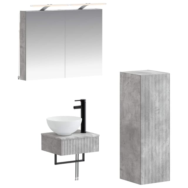 Badezimmerschrank-set 4 Pcs Betongrau 40 X 10,5 X 60,5 Cm Vidaxl