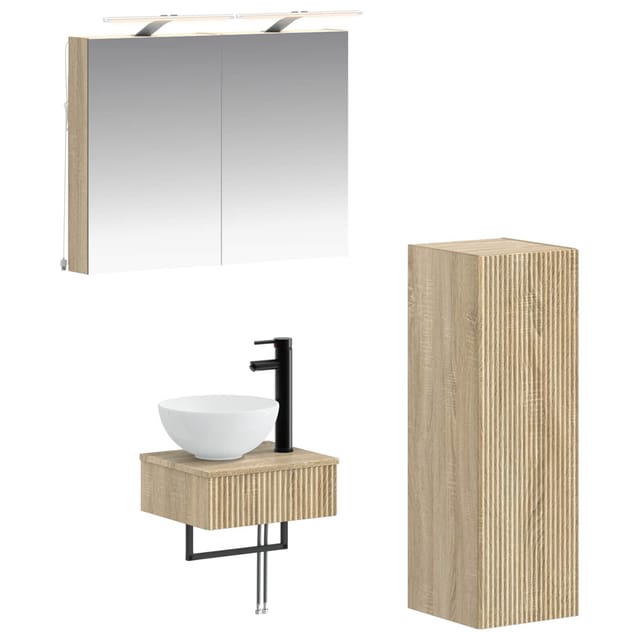 Badezimmerschrank-set 4 Pcs Sonoma-eiche 40 X 10,5 X 60,5 Cm Vidaxl