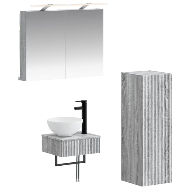 Badezimmerschrank-set 4 Pcs Grau Sonoma 40 X 10,5 X 60,5 Cm Vidaxl