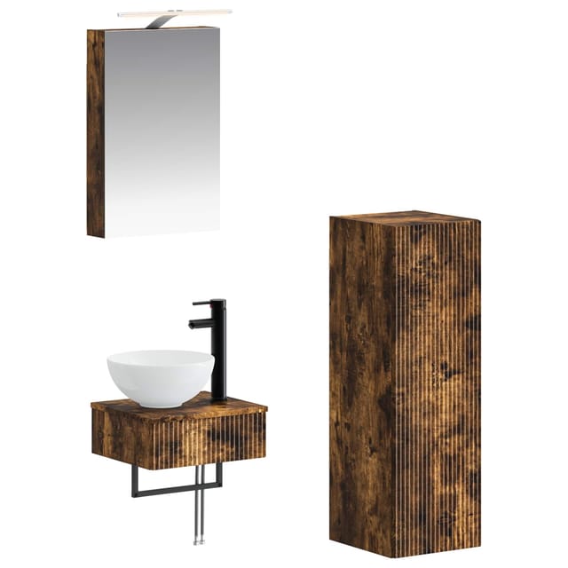 Badezimmerschrank-set 4 Pcs Geräucherte Eiche Vidaxl