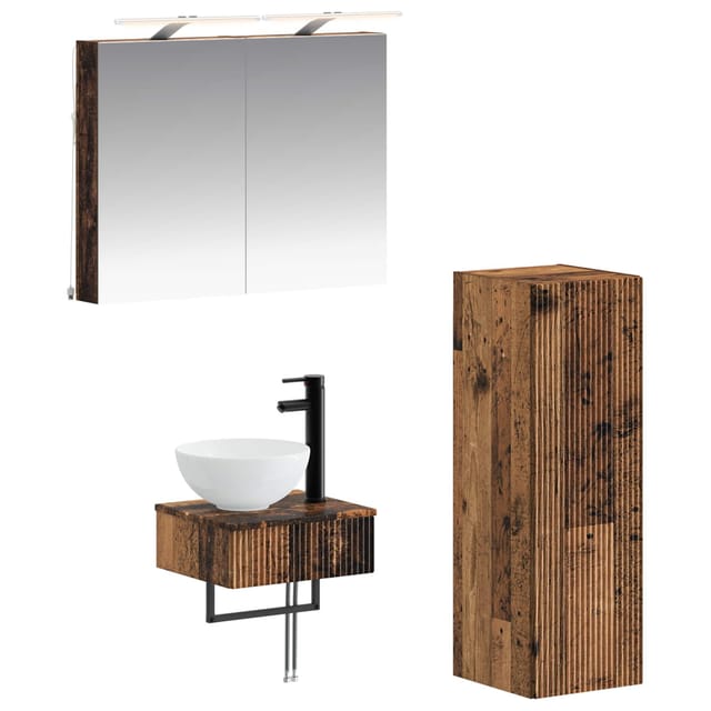 Badezimmerschrank-set 4 Pcs Altholz 40 X 10,5 X 60,5 Cm Vidaxl