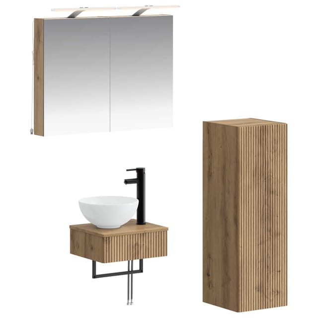 Badezimmerschrank-set 4 Pcs Artisan-eiche 40 X 10,5 X 60,5 Cm Vidaxl