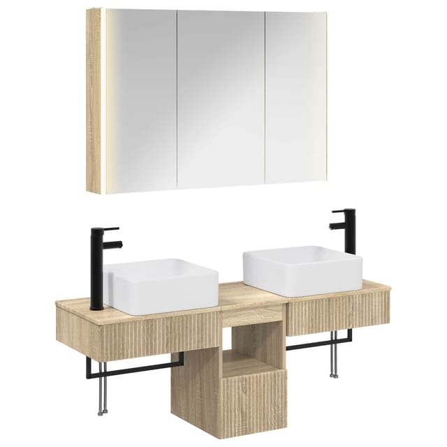 Badezimmerschrank-set 4 Pcs Sonoma-eiche 103,5 X 15,5 X 70 Cm Vidaxl