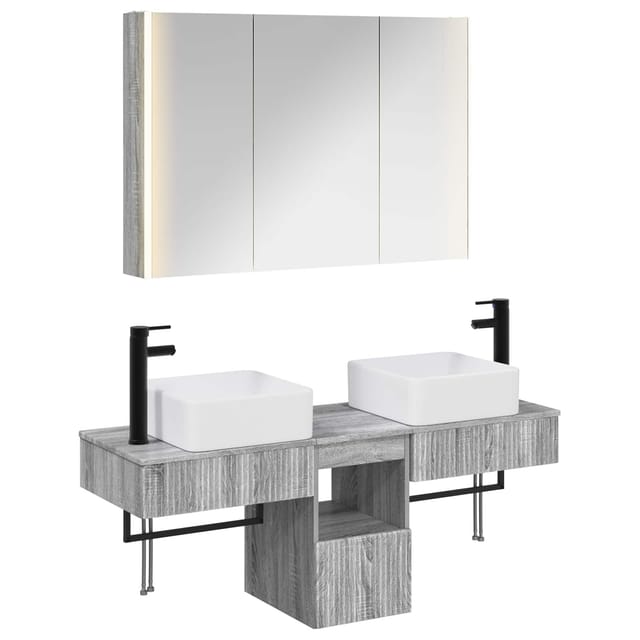Badezimmerschrank-set 4 Pcs Grau Sonoma 103,5 X 15,5 X 70 Cm Vidaxl