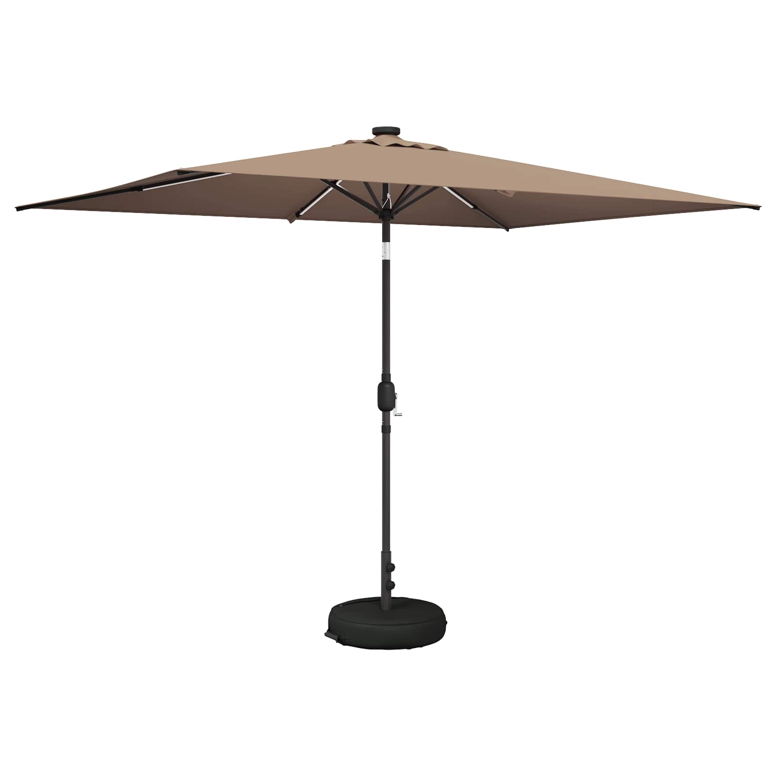 Gartenparasol Mit Led-lichtern Und Sockel 200 X 300 Cm Vidaxl