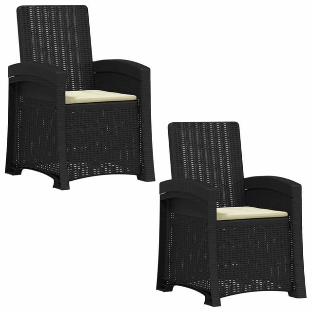 Liegesessel Garten Rattan-optik 2 Pcs Anthrazit Und Creme Pp Vidaxl