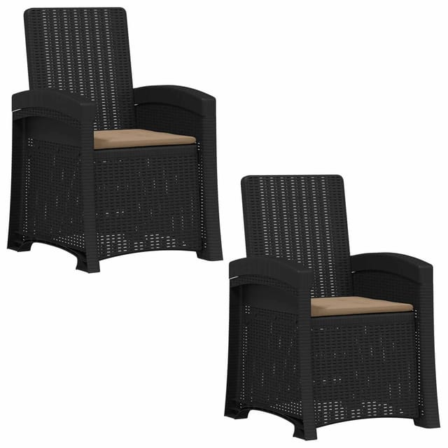 Liegesessel Garten Rattan-optik 2 Pcs Anthrazit Und Taupe Pp Vidaxl
